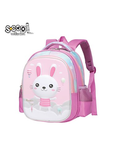 Ghiozdan ergonomic 3D S-COOL SC2551, Motiv rabbit, Roz