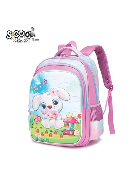 Ghiozdan ergonomic 3D S-COOL SC2546, Motiv rabbit, Roz