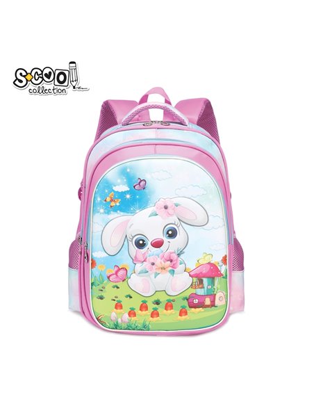 Ghiozdan ergonomic 3D S-COOL SC2546, Motiv rabbit, Roz
