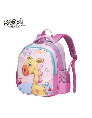 Ghiozdan ergonomic 3D S-COOL SC2552, Motiv giraffe, Roz