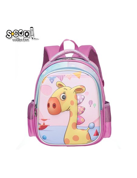 Ghiozdan ergonomic 3D S-COOL SC2552, Motiv giraffe, Roz