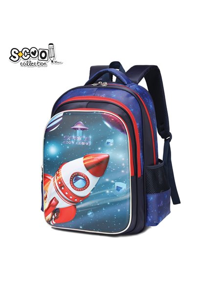 Ghiozdan ergonomic S-COOL SC2549, Motiv space 3D, Albastru Ghiozdan ergonomic S-COOL SC2549, Motiv space 3D, Albastru