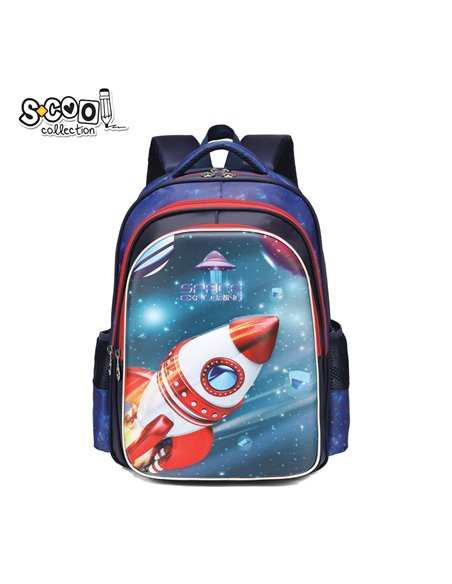 Ghiozdan ergonomic S-COOL SC2549, Motiv space 3D, Albastru Ghiozdan ergonomic S-COOL SC2549, Motiv space 3D, Albastru