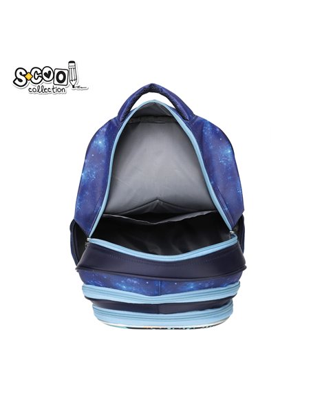 Ghiozdan ergonomic S-COOL SC2548, Motiv shark 3D, Albastru