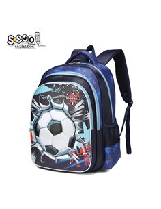 Ghiozdan ergonomic S-COOL SC2547, Motiv football 3D, Albastru 2