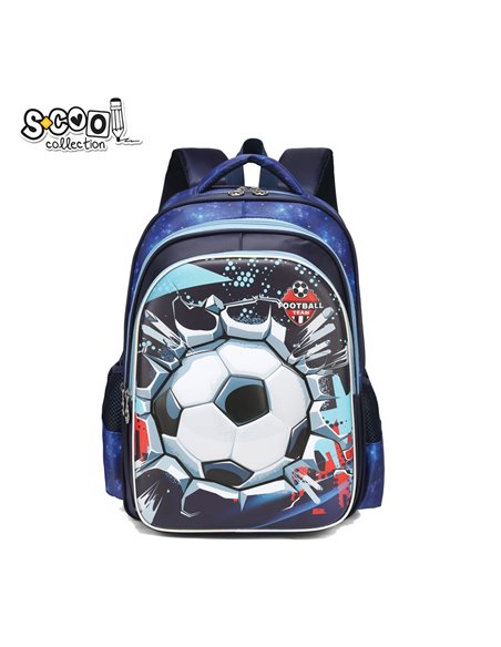 Ghiozdan ergonomic S-COOL SC2547, Motiv football 3D, Albastru