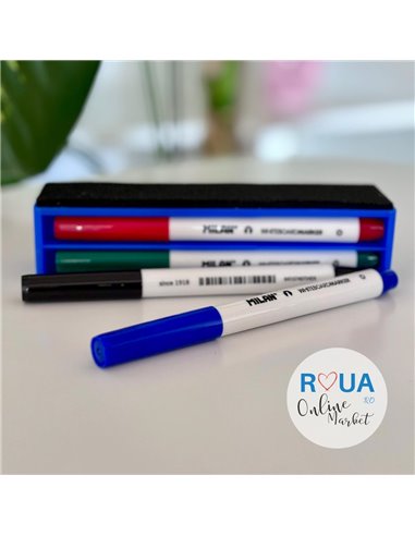 Set 4 markere tabla magnetica + burete