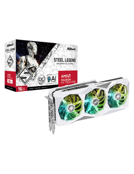 RX7900GRE SL 16GO,Placa video Asrock Radeon RX7900 GRE STEEL LEGEND 16GB OC GDDR6 256 bit PCIE 4.0, 3x DP 1x HDMI "RX7900GRE SL 