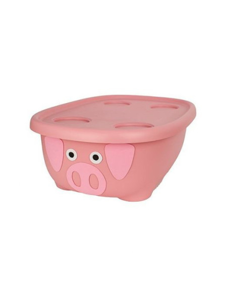 TN-6710,Cadita de Baie cu Suport si Capac Purcelus Roz