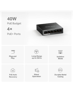 MS106LP,Switch TP-Link Mercurys MS106LP, 6 porturi, PoE+ 2