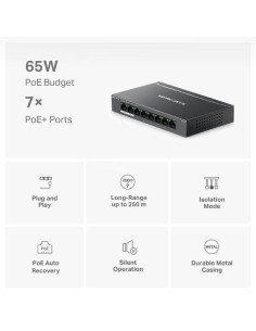 MS108GP,Switch TP-Link Mercurys MS108GP, 8 porturi, PoE+ 2