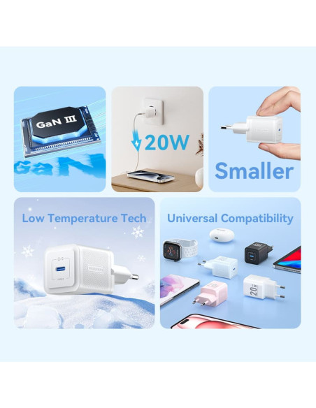 FEPW0-EU,Incarcator retea Vention 20W, 1 x USB Type-C, 5V/3A, QC 3.0, alb, "FEPW0-EU" - 6922794782099