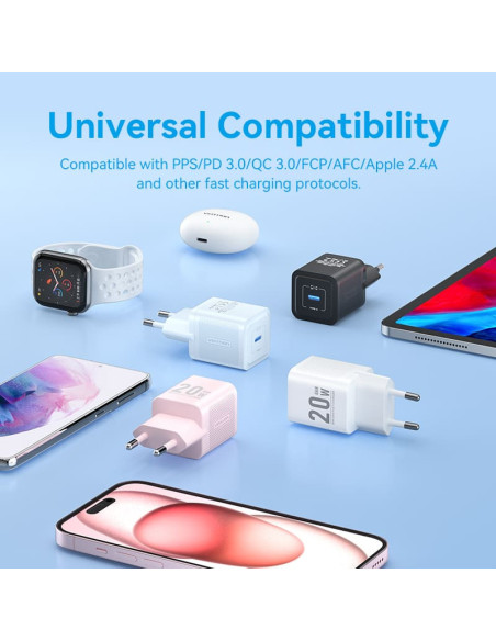 FEPW0-EU,Incarcator retea Vention 20W, 1 x USB Type-C, 5V/3A, QC 3.0, alb, "FEPW0-EU" - 6922794782099