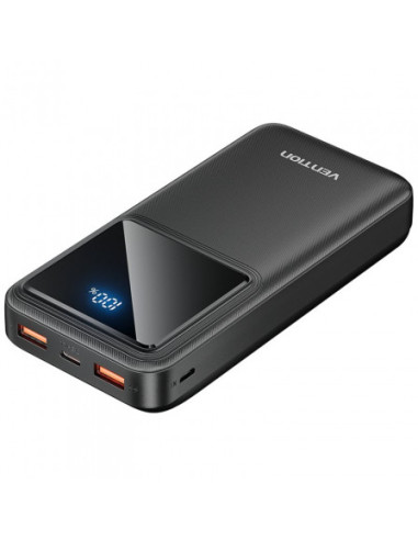 FHLB0,Power bank Vention 20000mAh/74Wh, 22.5W, 2 x USB 1 x USB Type-C, 1 x Micro USB, digital display pt. status baterie, max. 3