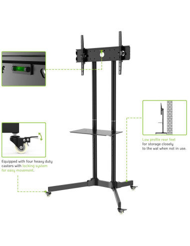 Stand TV mobil Techly TV LCD LED 30-65, Negru ICA-TR6, 309982 "ICA-TR6"