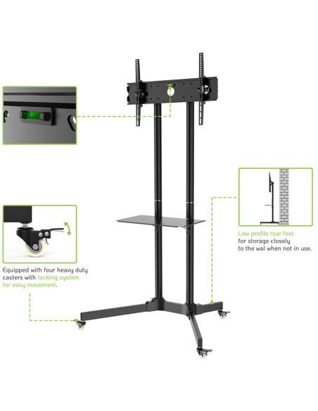 Stand TV mobil Techly TV LCD LED 30-65, Negru ICA-TR6, 309982 "ICA-TR6"