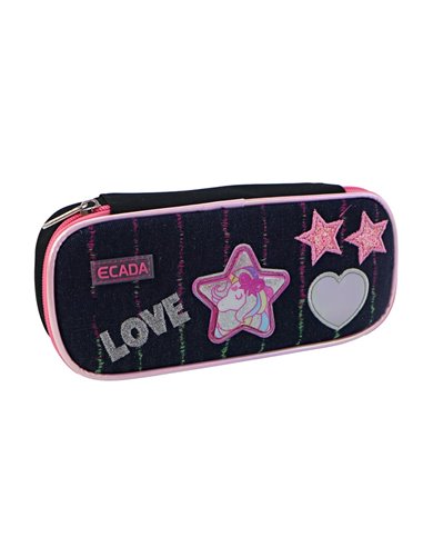 Penar etui Ecada 786006, Motiv love unicorn, Negru/Roz