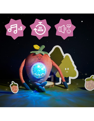 BB-B015018,Badabulle - Lampa de veghe Barnabe in forma de capsuna cu proiectii si sunete linistitoare