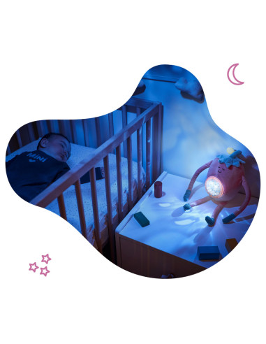 BB-B015018,Badabulle - Lampa de veghe Barnabe in forma de capsuna cu proiectii si sunete linistitoare