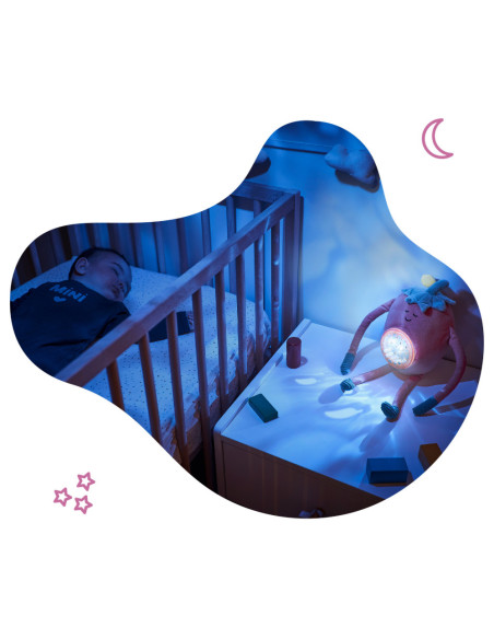 BB-B015018,Badabulle - Lampa de veghe Barnabe in forma de capsuna cu proiectii si sunete linistitoare