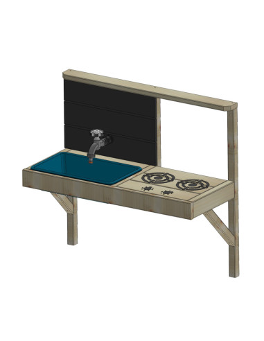 M28G_K,Casuta de gradina Lime Lodge cu tobogan, leagan dublu si bucatarie (M28G_K), Wendi Toys