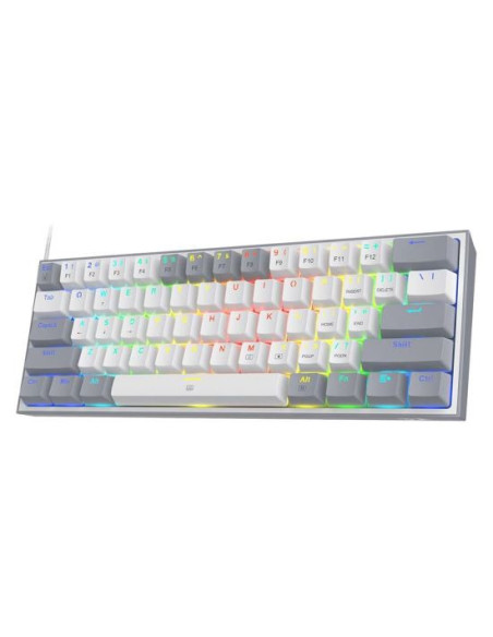 K616-RGB-WG_RD,Tastatura gaming mecanica Bluetooth cu fir si wireless Redragon Fizz Pro alba cu gri iluminare RGB switch-uri ros