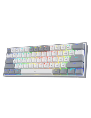 K616-RGB-WG_RD,Tastatura gaming mecanica Bluetooth cu fir si wireless Redragon Fizz Pro alba cu gri iluminare RGB switch-uri ros