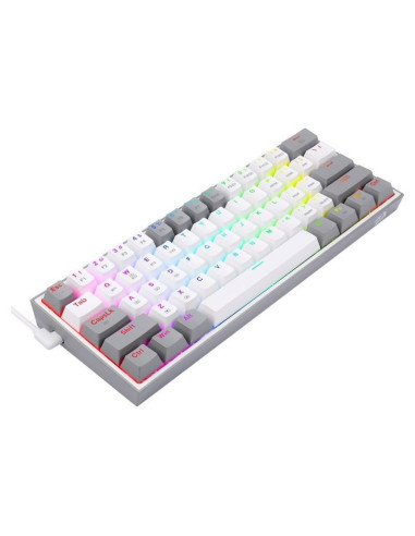 K616-RGB-WG_RD,Tastatura gaming mecanica Bluetooth cu fir si wireless Redragon Fizz Pro alba cu gri iluminare RGB switch-uri ros