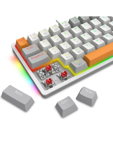 K642WGO-RGB,Tastatura gaming mecanica Redragon Akali gri iluminare RGB switch-uri rosii K642WGO-RGB,Tastatura gaming mecanica Redragon Akali gri iluminare RGB switch-uri rosii