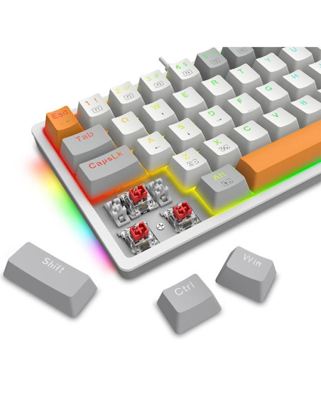 K642WGO-RGB,Tastatura gaming mecanica Redragon Akali gri iluminare RGB switch-uri rosii K642WGO-RGB,Tastatura gaming mecanica Redragon Akali gri iluminare RGB switch-uri rosii