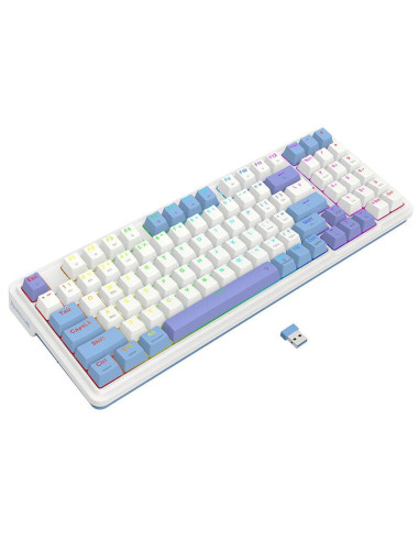 K664WBP-RGB-PRO,Tastatura gaming mecanica Bluetooth cu fir si wireless Redragon Gloria Pro alba iluminare RGB