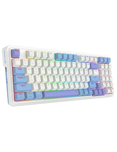 K664WBP-RGB-PRO,Tastatura gaming mecanica Bluetooth cu fir si wireless Redragon Gloria Pro alba iluminare RGB