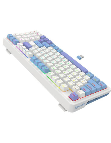 K664WBP-RGB-PRO,Tastatura gaming mecanica Bluetooth cu fir si wireless Redragon Gloria Pro alba iluminare RGB