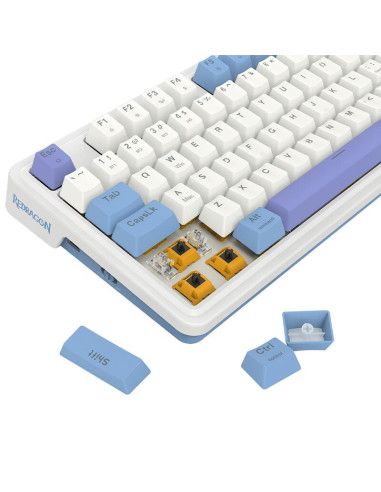 K664WBP-RGB-PRO,Tastatura gaming mecanica Bluetooth cu fir si wireless Redragon Gloria Pro alba iluminare RGB