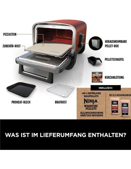 Cuptor electric Ninja woodfire OO101EU, 8 in 1, 2400 W, 370 °C, Terracotta
