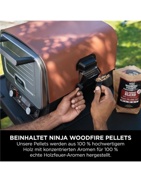 Cuptor electric Ninja woodfire OO101EU, 8 in 1, 2400 W, 370 °C, Terracotta