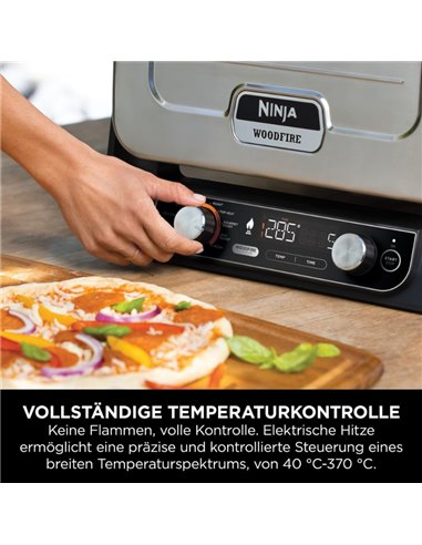 Cuptor electric Ninja woodfire OO101EU, 8 in 1, 2400 W, 370 °C, Terracotta