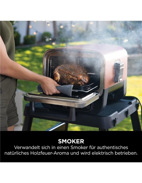 Cuptor electric Ninja woodfire OO101EU, 8 in 1, 2400 W, 370 °C, Terracotta