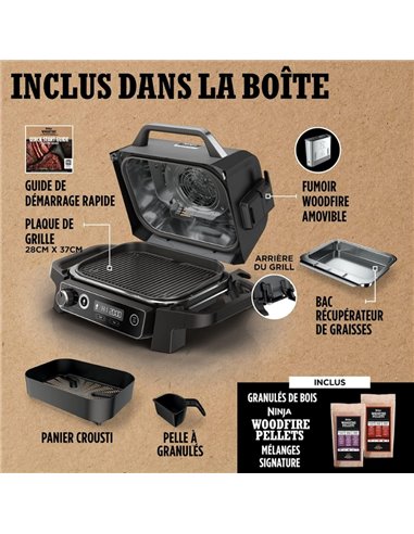 Gratar electric si afumator/air fryer Ninja OG701EU, 1000 W, Negru