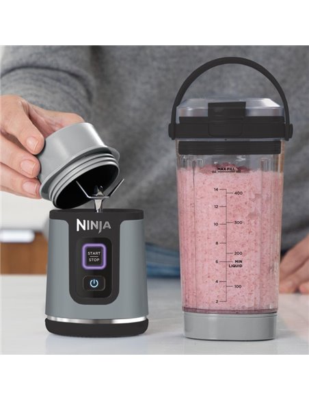 Blender portabil wireless si reincarcabil Ninja BC151EUBK, 530 ml, Negru/Argintiu