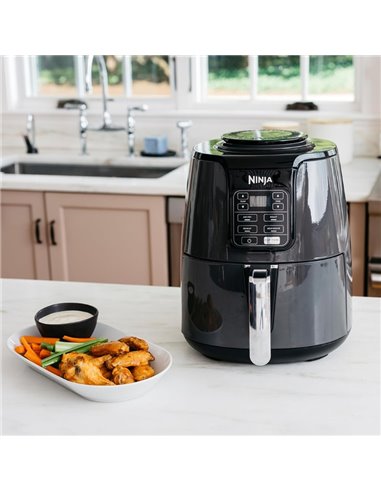 Friteuza cu aer cald Ninja AF100EU, 4 functii, 1500 W, 3.8 L, Negru/Gri
