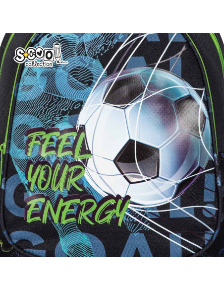 SC2646,Ghiozdan anatomic FOOTBALL, 38x39x19.5 cm - S-COOL