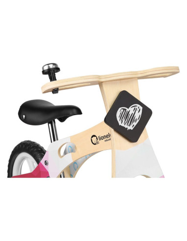 BN-LOE-WILLY_BUBBLEGUM,Lionelo - Bicicleta fara pedale Willy Bubblegum, Cu tablita de scris, Cu roti din spuma EVA 12”, Alb/Roz