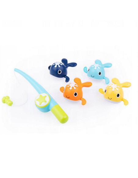 BN-DD_50488,Set 4 jucarii de baie, Dumel Discovery, Runaway whales, Cu undita, 18 luni+, Multicolor