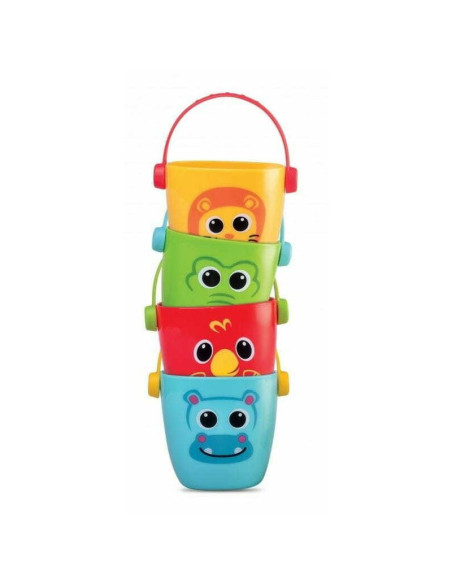 BN-DD_43310,Set 4 jucarii de baie, Dumel Discovery, Animal Buckets, Cu gauri, 12 luni+, Multicolor