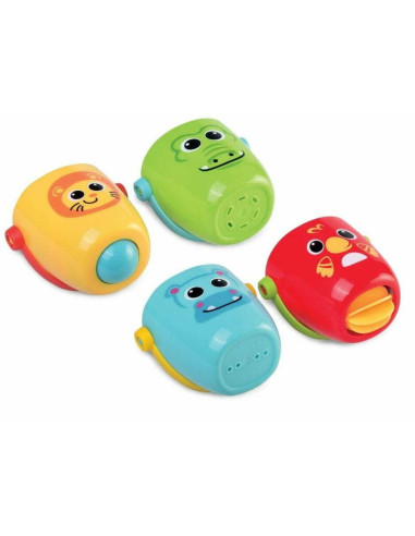 BN-DD_43310,Set 4 jucarii de baie, Dumel Discovery, Animal Buckets, Cu gauri, 12 luni+, Multicolor