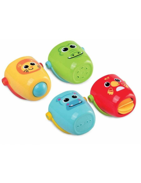BN-DD_43310,Set 4 jucarii de baie, Dumel Discovery, Animal Buckets, Cu gauri, 12 luni+, Multicolor