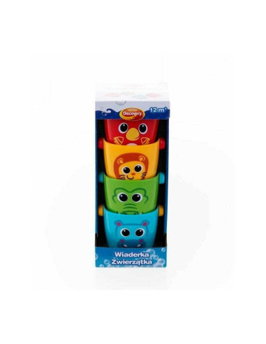 BN-DD_43310,Set 4 jucarii de baie, Dumel Discovery, Animal Buckets, Cu gauri, 12 luni+, Multicolor