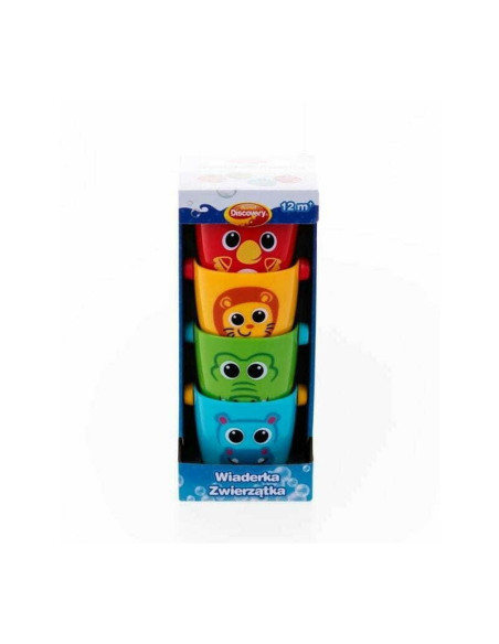 BN-DD_43310,Set 4 jucarii de baie, Dumel Discovery, Animal Buckets, Cu gauri, 12 luni+, Multicolor