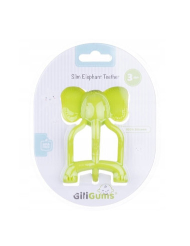 BN-GG_21309,Jucarie de dentitie, Giligums, Elefant, Pentru masajul gingiilor, Din silicon Fara BPA, 3 luni+, Verde